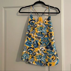 NWT J. Crew Yellow and Blue Floral Top, Size 0